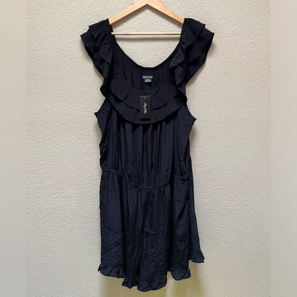 City Chic Playsuit Weekender Black Dress Size XXL